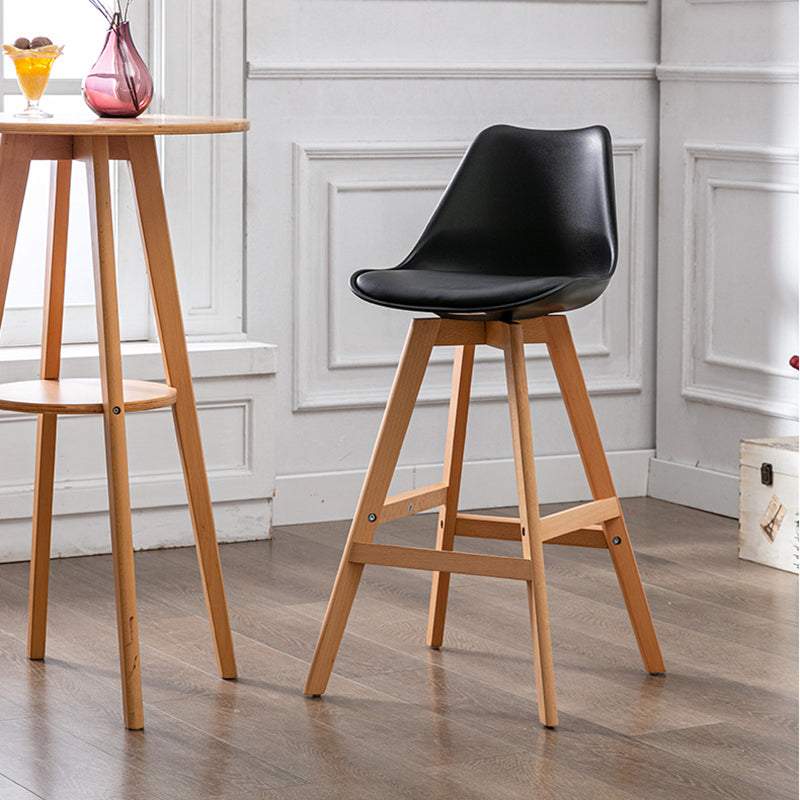 Contemporary Backrest Bar Stool Leather Wood 4 Legs Bar Stool , 1 Piece