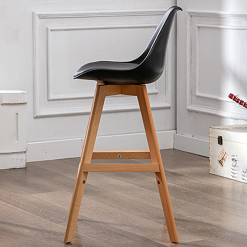 Contemporary Backrest Bar Stool Leather Wood 4 Legs Bar Stool , 1 Piece