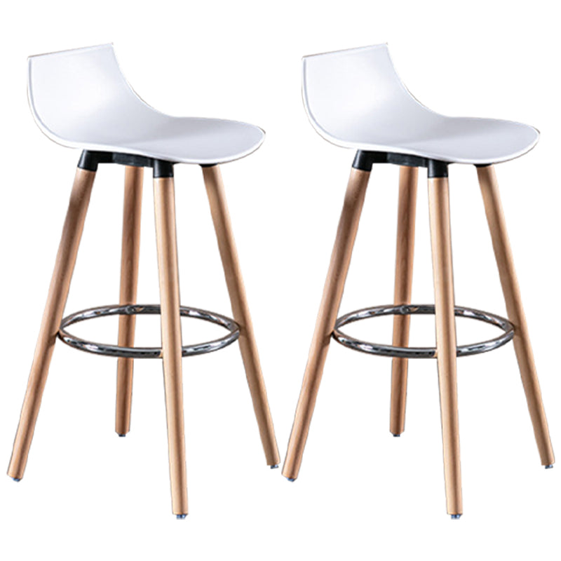 Nordic Style Barstool Plastic Seat Wood 4 Legs Bar Stool for Dining Room, Set of 2