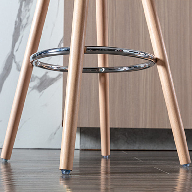 Nordic Style Barstool Plastic Seat Wood 4 Legs Bar Stool for Dining Room, Set of 2