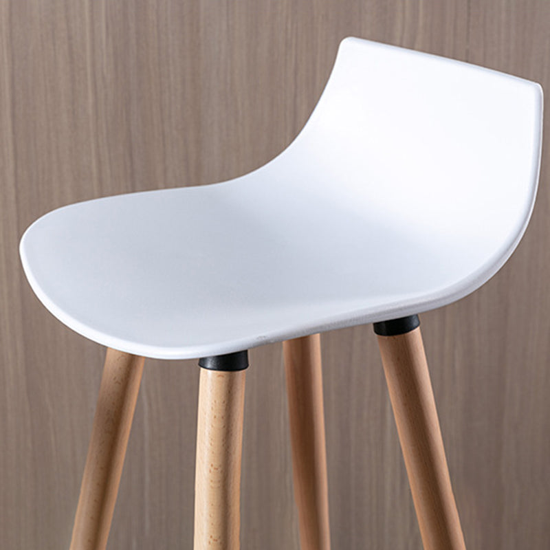Nordic Style Barstool Plastic Seat Wood 4 Legs Bar Stool for Dining Room, Set of 2