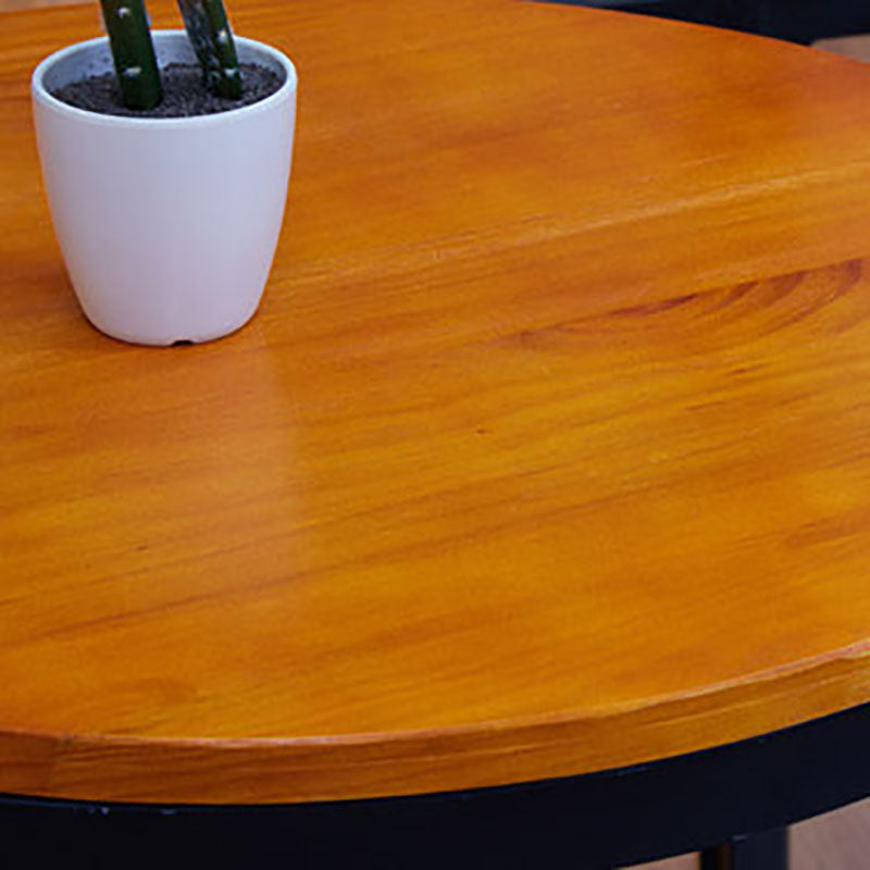 Tavolo da bar in ferro nero industriale Top in legno naturale interno 41,3 "H tavolo da bistrot con piedistallo