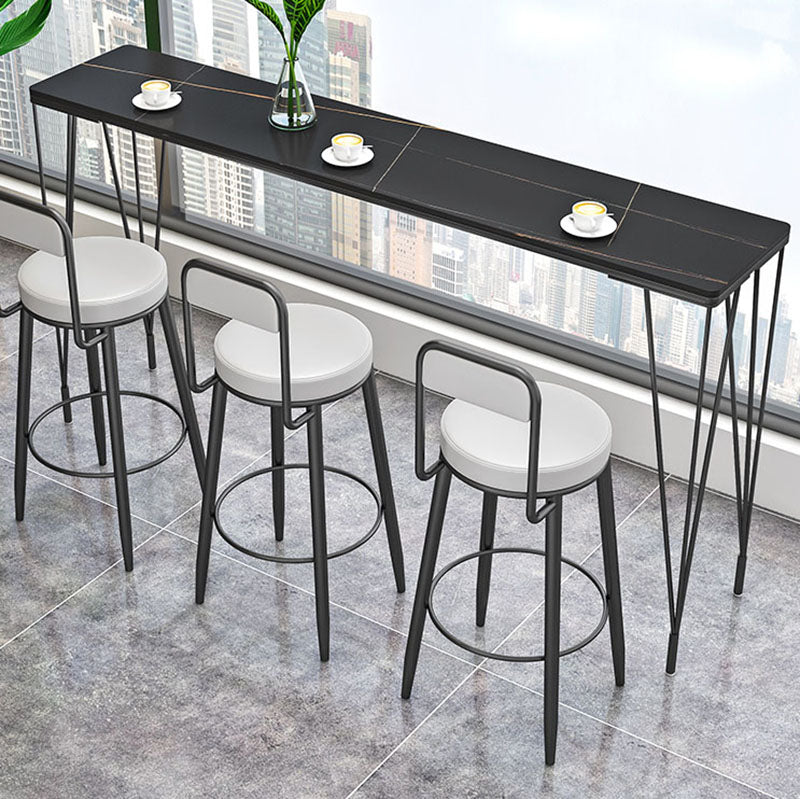 Mesa de barra de hierro negro industrial Mesa de mármol sintético Top 41.3 "H Mesa Bistro
