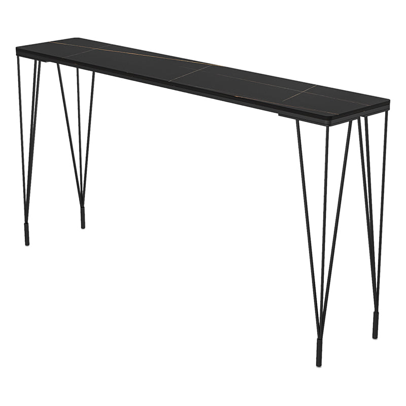 Mesa de barra de hierro negro industrial Mesa de mármol sintético Top 41.3 "H Mesa Bistro