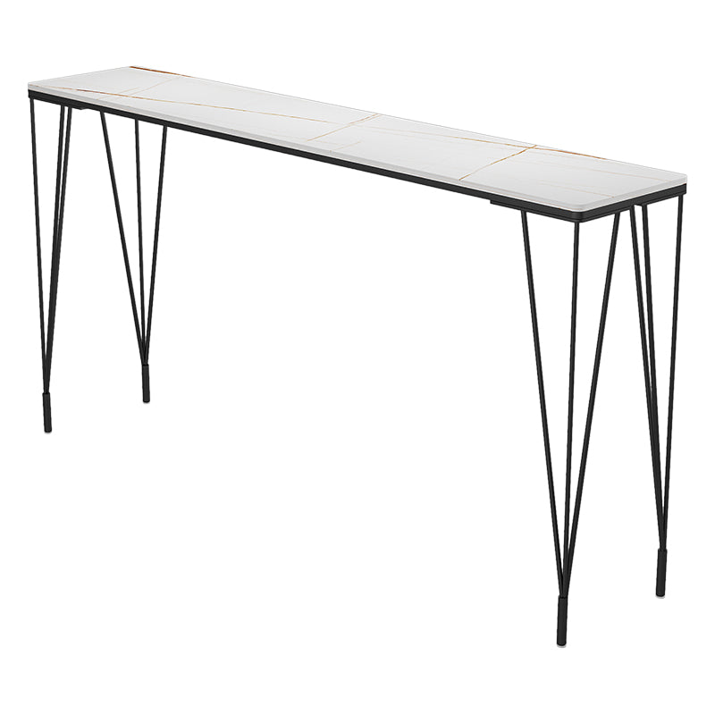 Mesa de barra de hierro negro industrial Mesa de mármol sintético Top 41.3 "H Mesa Bistro