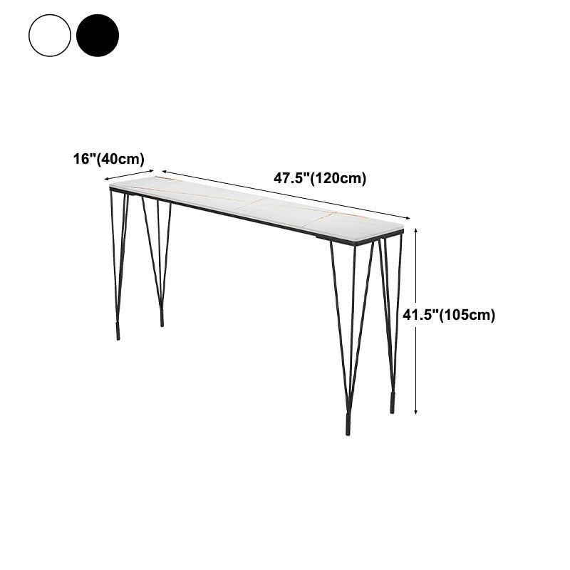 Industrial Black Iron Bar Table Faux Marble Rectangle Top 41.3"H Bistro Table