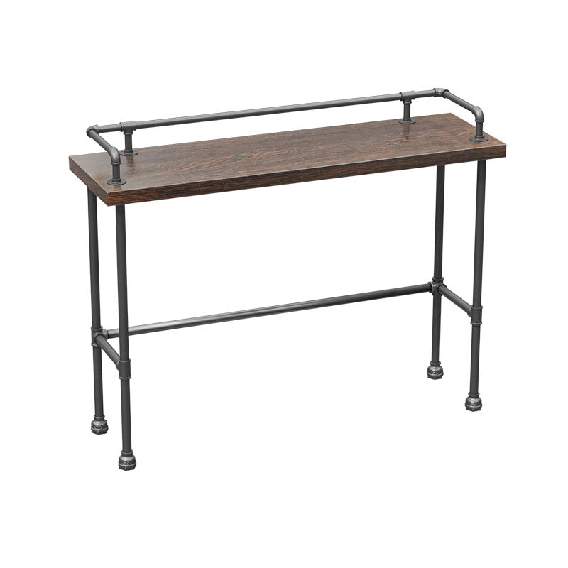 Mesa de barra de hierro negro industrial Rectángulo de madera marrón Top 41.3 "H Mesa Bistro