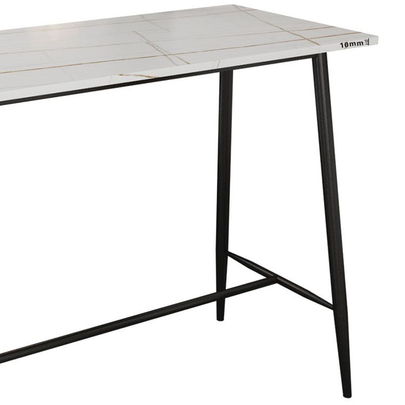 Industrial Black Metal Bar Table Faux Marble Rectangle Top Bistro Table - 47" x 23" x 41"