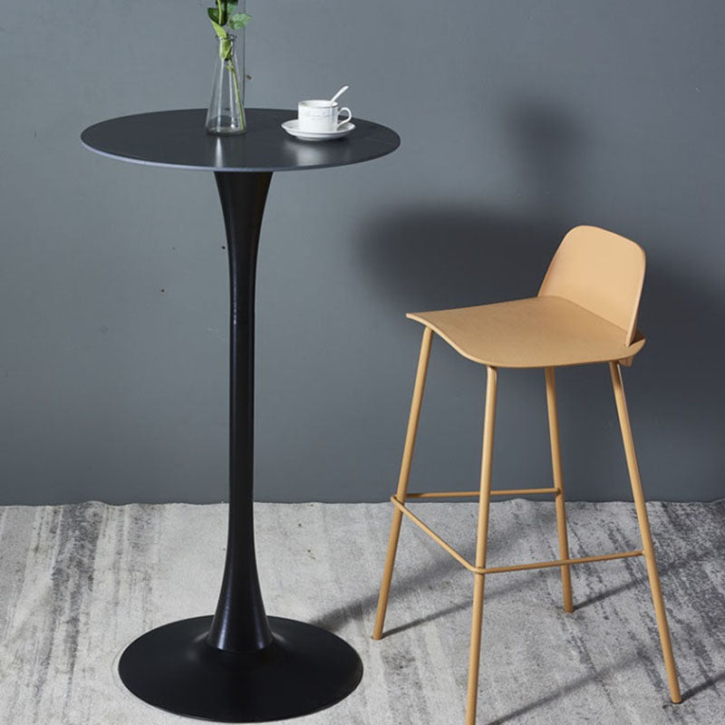 Industrial Iron Bar Table Round Top Indoor 41.3"H Bistro Table with Pedestal