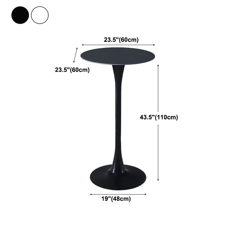 Industrial Iron Bar Table Round Top Indoor 41.3"H Bistro Table with Pedestal