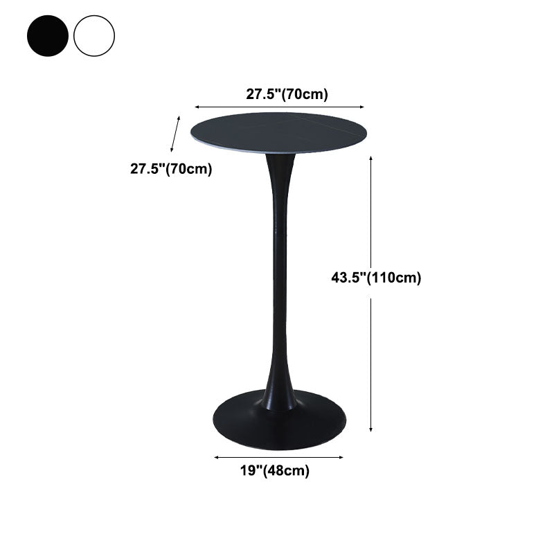 Industrial Iron Bar Table Round Top Indoor 41.3"H Bistro Table with Pedestal