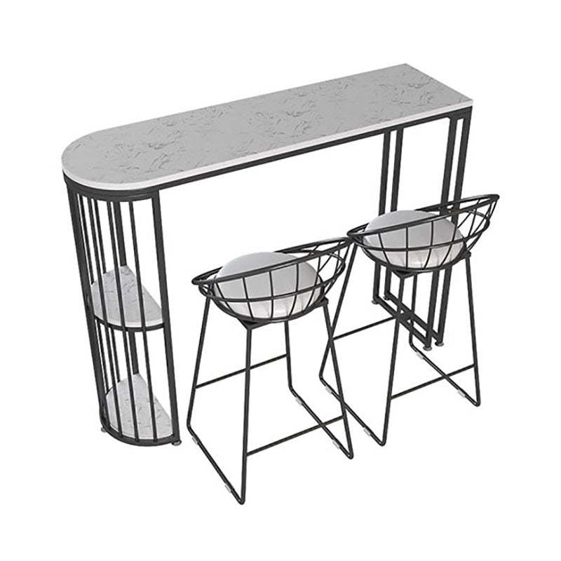 Glam Style 41.3"H Bar Table Marble White Top Specialty Bistro Table with Shelves