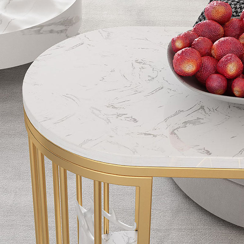 Glam Style 41.3"H Bar Table Marble White Top Specialty Bistro Table with Shelves