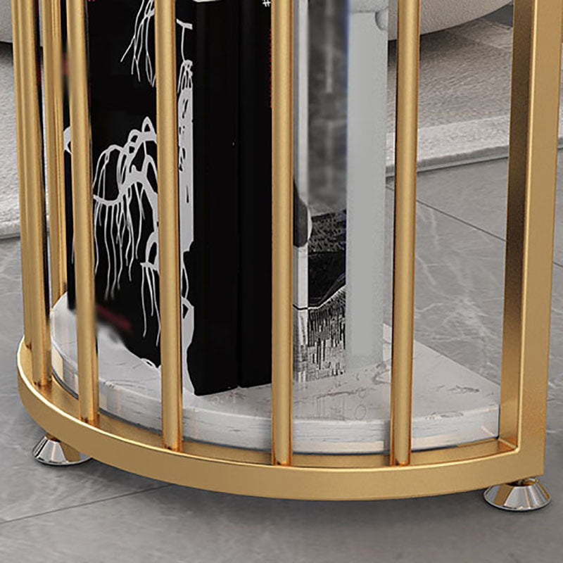 Glam Style 41.3"H Bar Table Marble White Top Specialty Bistro Table with Shelves