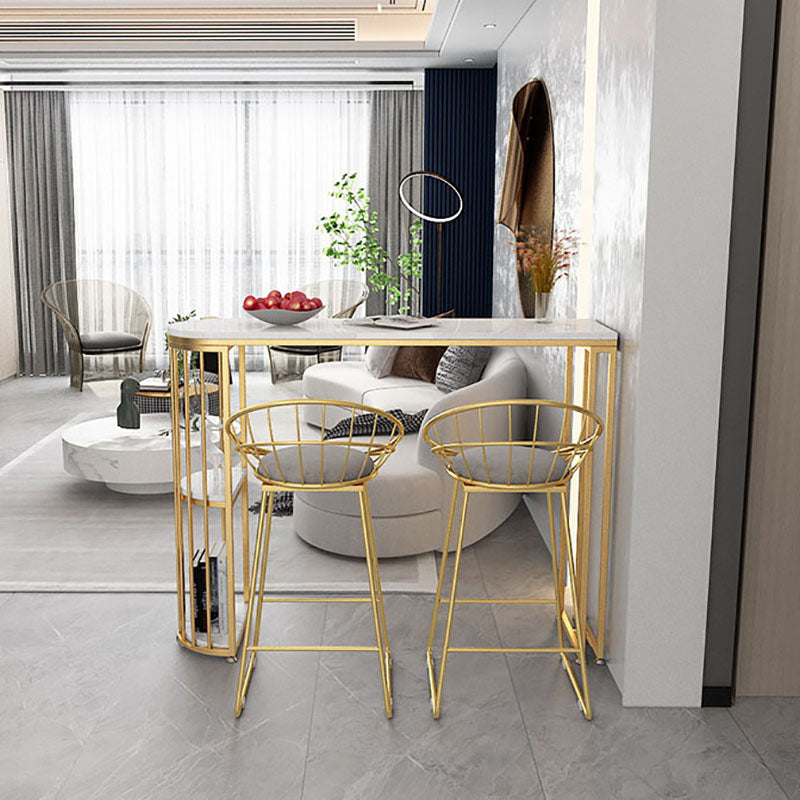 Glam Style 41.3"H Bar Table Marble White Top Specialty Bistro Table with Shelves