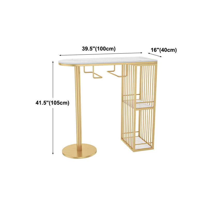 Glam 41.3 "H Mesa de barra de hierro de H Mesa de bistro de mármol de mármol en oro en oro