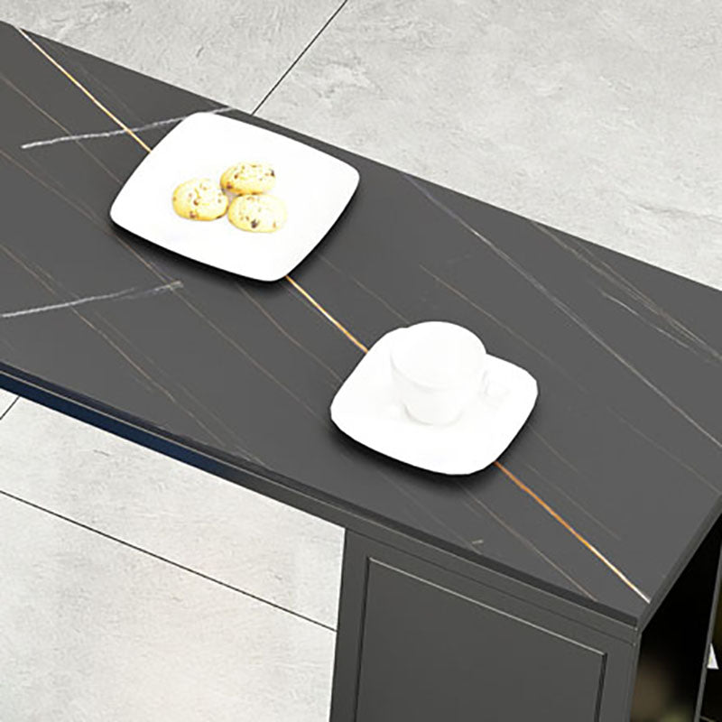 Mesa de barra de hierro negro industrial Faux Marble Top Rectangular Indoor 41.3 "H Mesa Bistro
