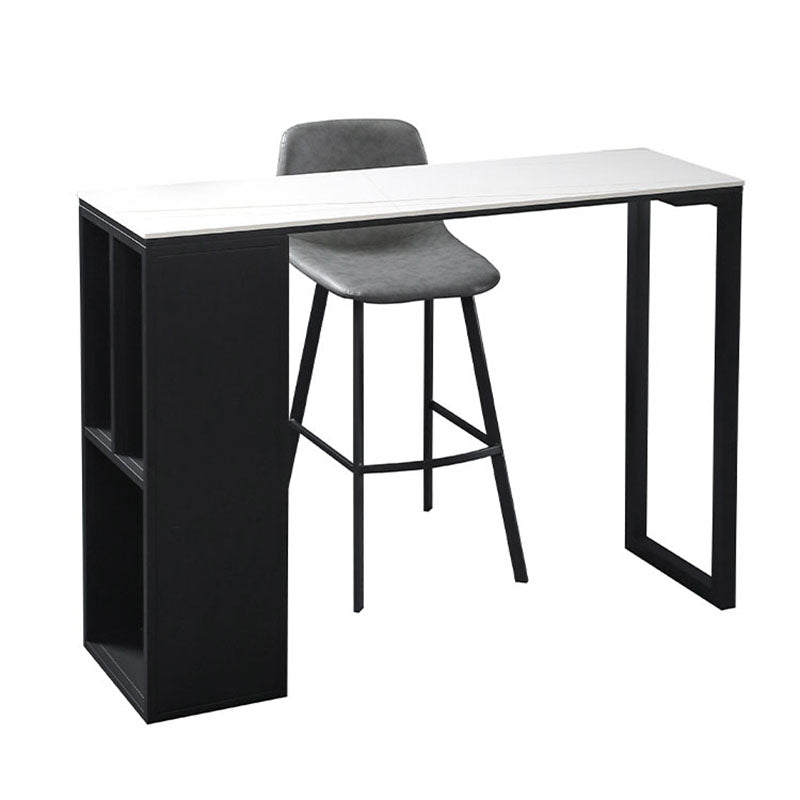 Mesa de barra de hierro negro industrial Faux Marble Top Rectangular Indoor 41.3 "H Mesa Bistro