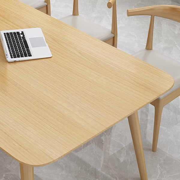 Vast hout eigentijdse rechthoekige eettafel natuurlijke houten boventafel met 4 poten