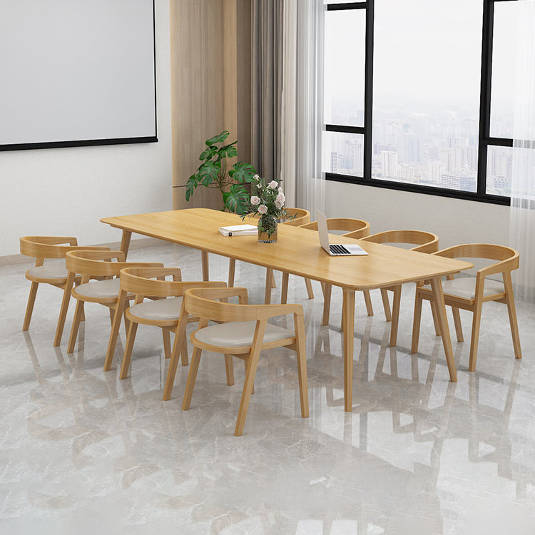 Vast hout eigentijdse rechthoekige eettafel natuurlijke houten boventafel met 4 poten