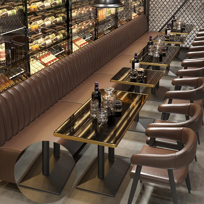 Industrial Style Dining Table Black Table with Metal Pedestal Base for Dining Room