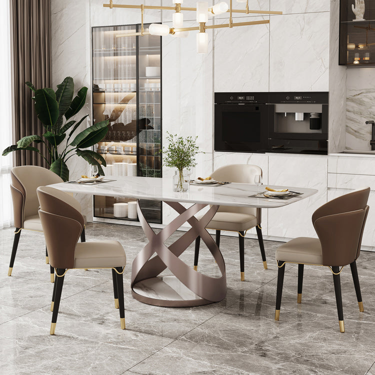 Traditional Luxury Dining Table Rectangle Sintered Stone Table for Living Room