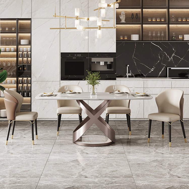 Traditional Luxury Dining Table Rectangle Sintered Stone Table for Living Room