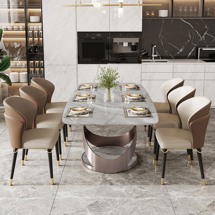 Traditional Luxury Dining Table Rectangle Sintered Stone Table for Living Room