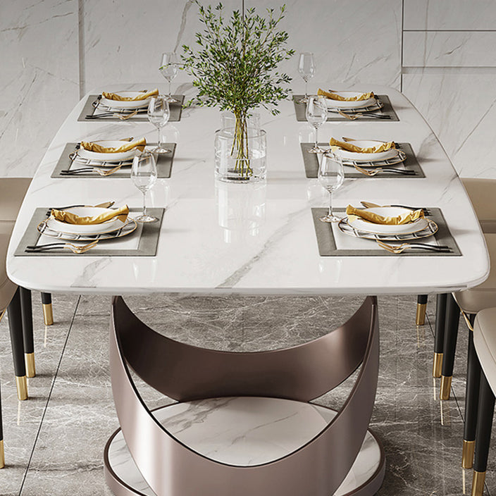 Traditional Luxury Dining Table Rectangle Sintered Stone Table for Living Room