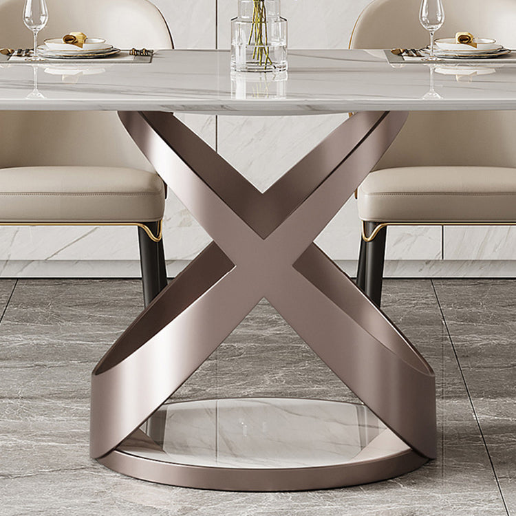 Traditional Luxury Dining Table Rectangle Sintered Stone Table for Living Room
