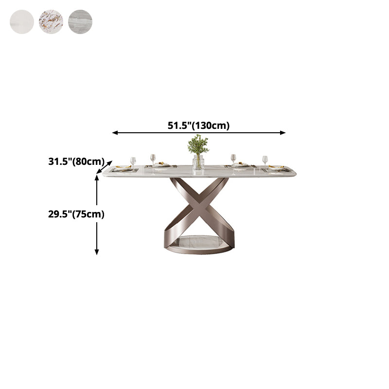 Traditional Luxury Dining Table Rectangle Sintered Stone Table for Living Room