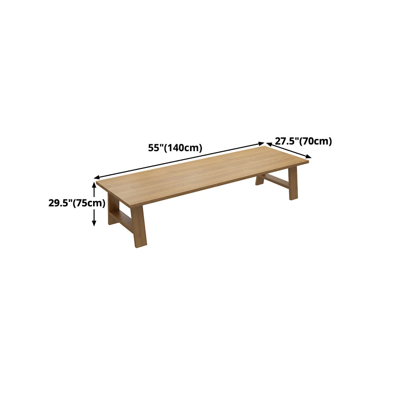 Contemporary Solid Wood Rectangular Dining Table Indoor Table with Trestle Base