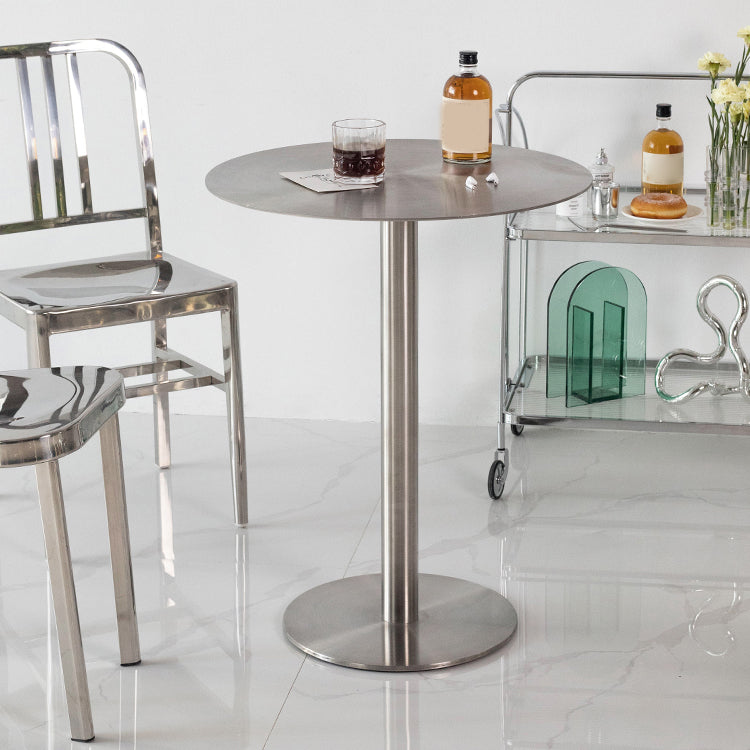 Mesa de comedor industrial mesa de acero inoxidable con base de pedestal para cocina