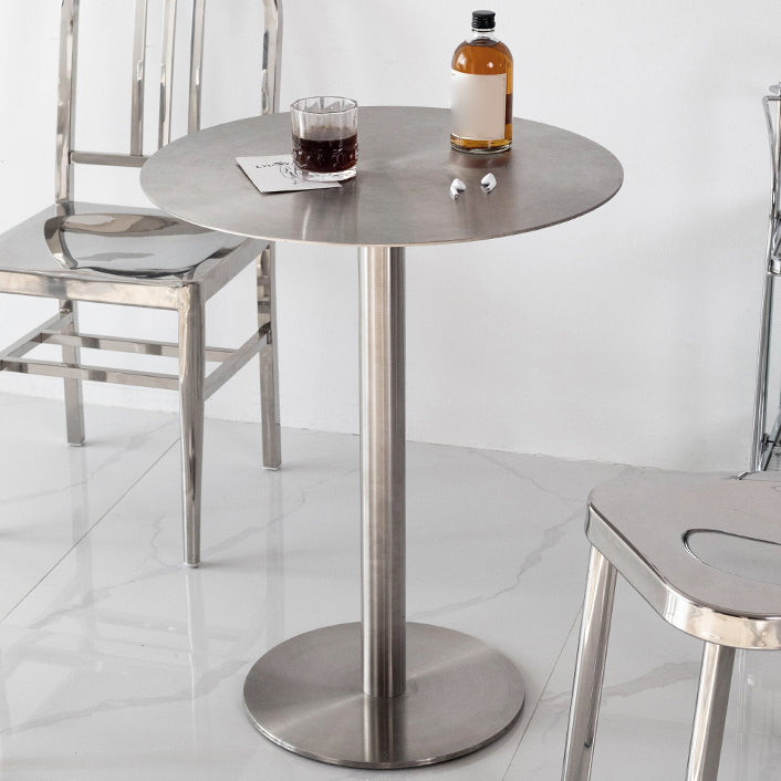 Mesa de comedor industrial mesa de acero inoxidable con base de pedestal para cocina