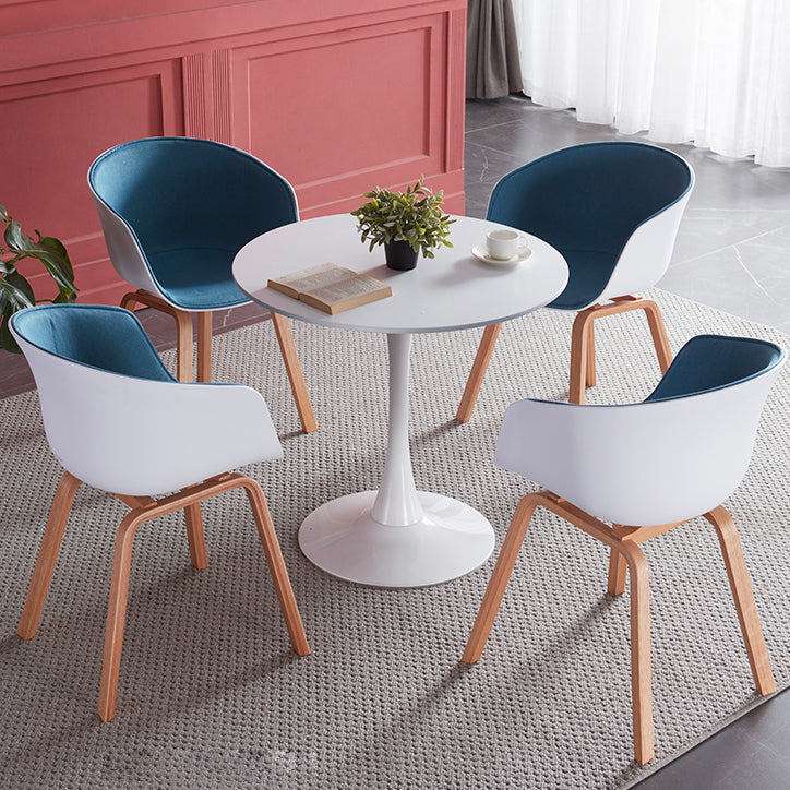 Mesa de comedor moderna de madera artificial, mesa redonda con base de pedestal de metal