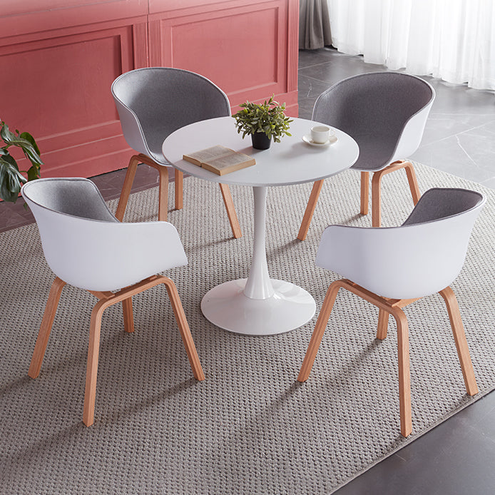 Mesa de comedor moderna de madera artificial, mesa redonda con base de pedestal de metal