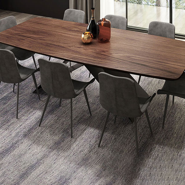Industrial Metal Rectangle Dining Table Walnut Wood Top Table for Kitchen