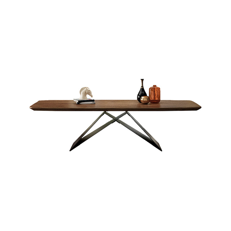 Industrial Metal Rectangle Dining Table Walnut Wood Top Table for Kitchen