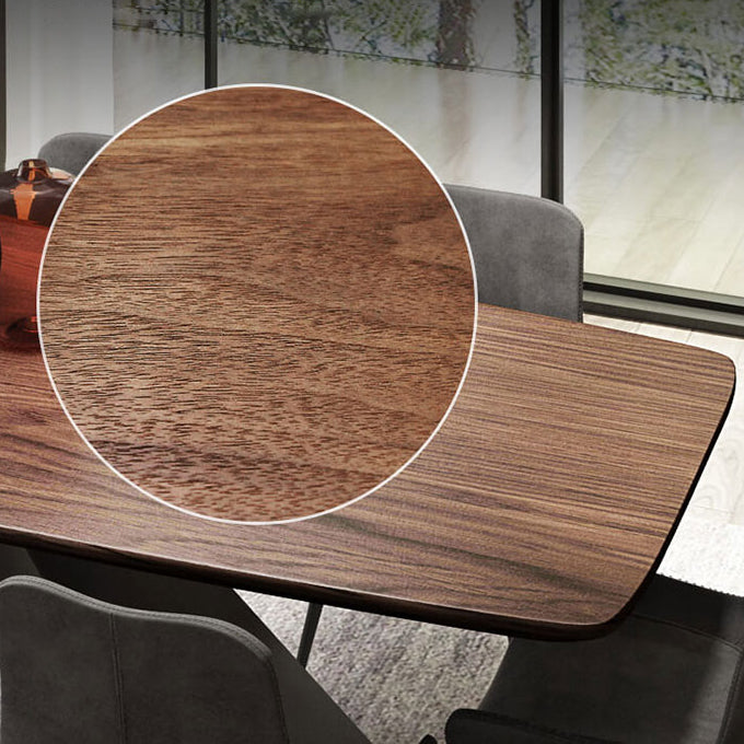 Industrial Metal Rectangle Dining Table Walnut Wood Top Table for Kitchen
