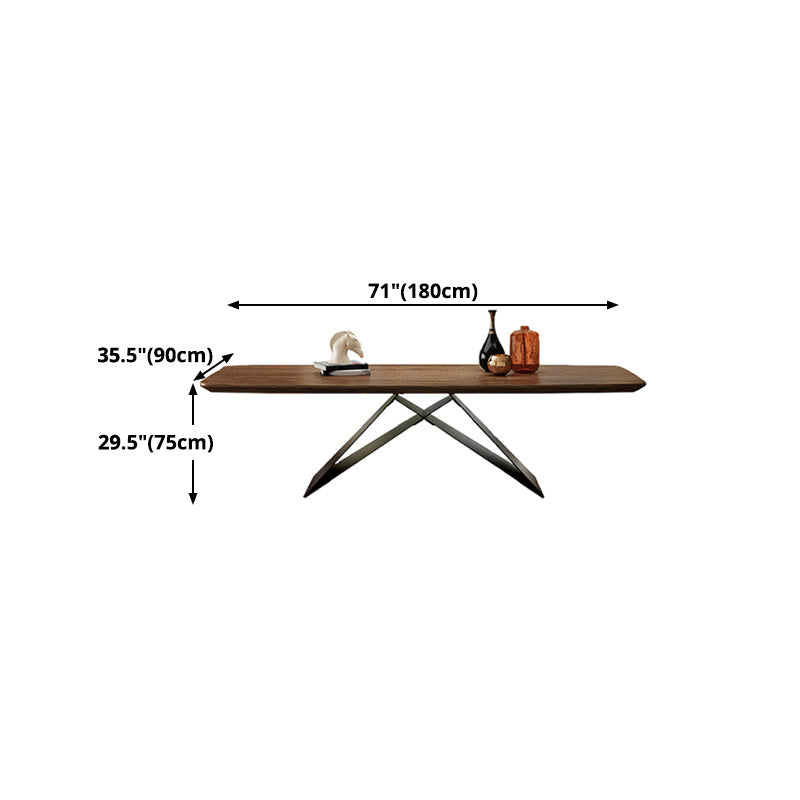 Industrial Metal Rectangle Dining Table Walnut Wood Top Table for Kitchen
