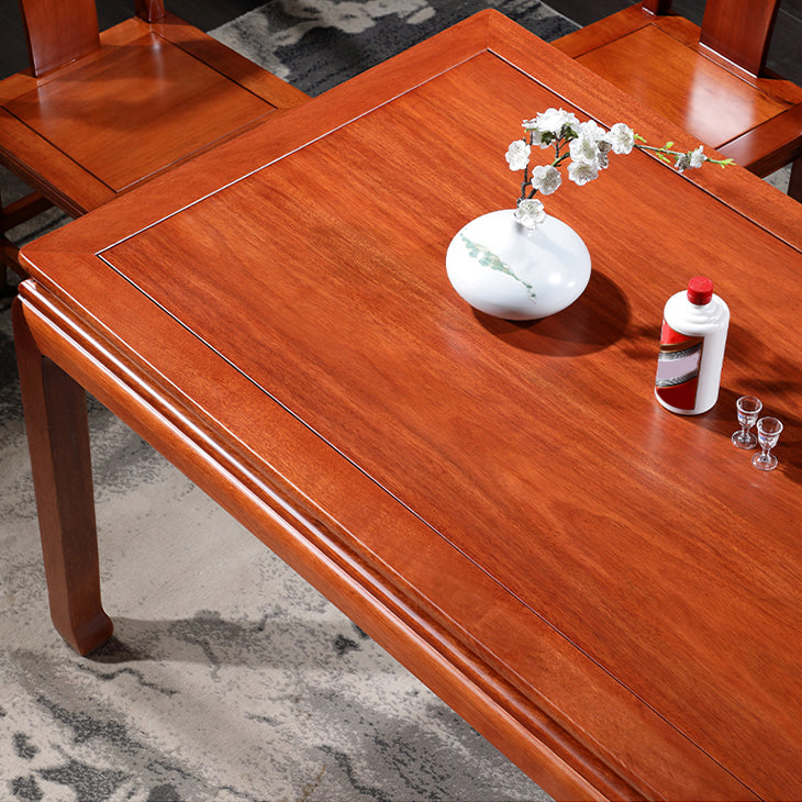 Mesa de comedor rectangular moderna de mediados de siglo de madera maciza, mesa marrón para comedor
