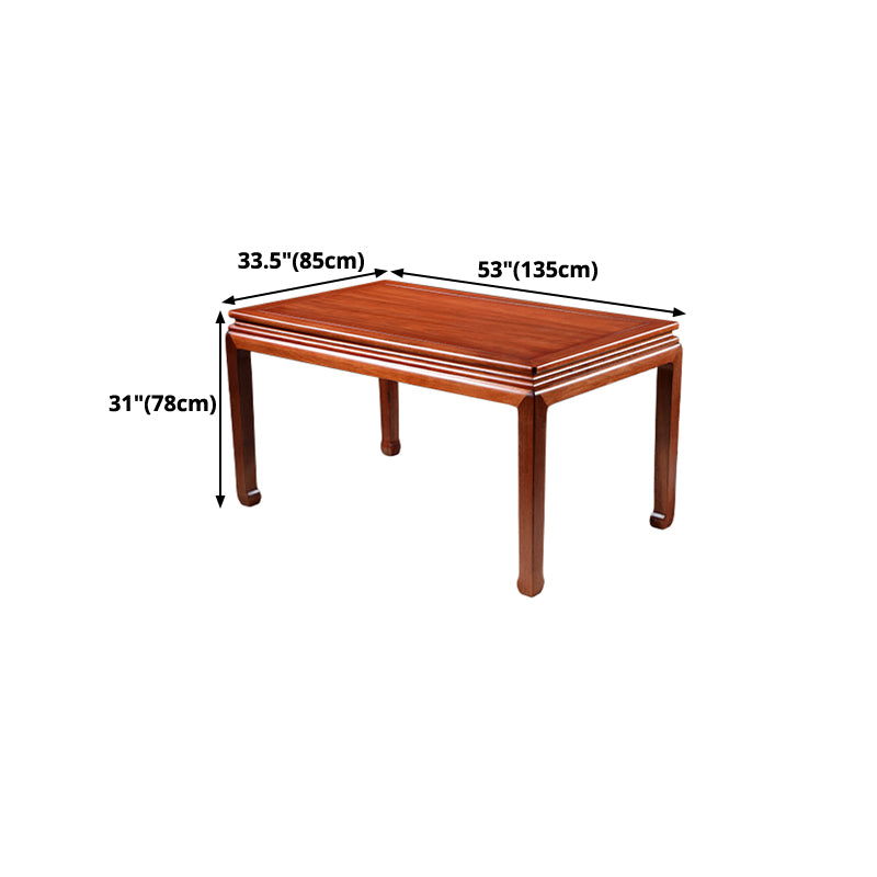 Mesa de comedor rectangular moderna de mediados de siglo de madera maciza, mesa marrón para comedor