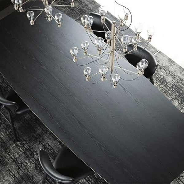 Mesa de comedor industrial de metal Mesa superior de madera maciza con base de pedestal