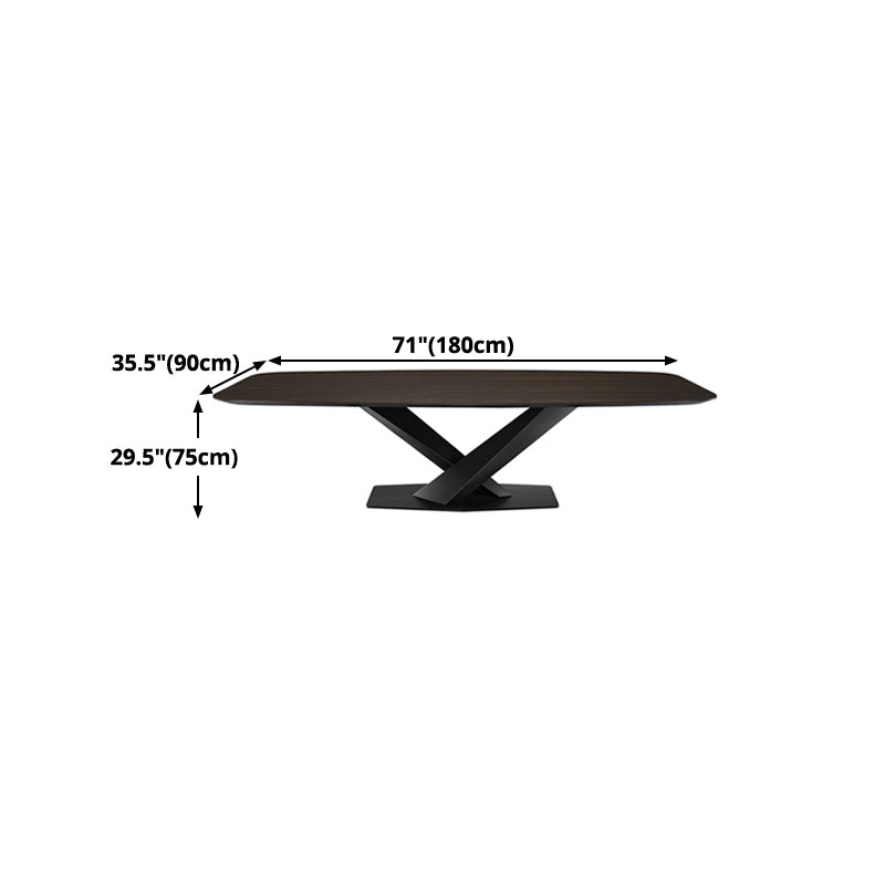Mesa de comedor industrial de metal Mesa superior de madera maciza con base de pedestal