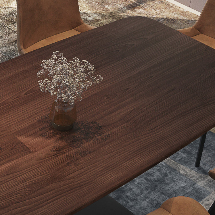 Mesa de comedor rectangular industrial de metal, mesa superior de madera maciza con base de pedestal