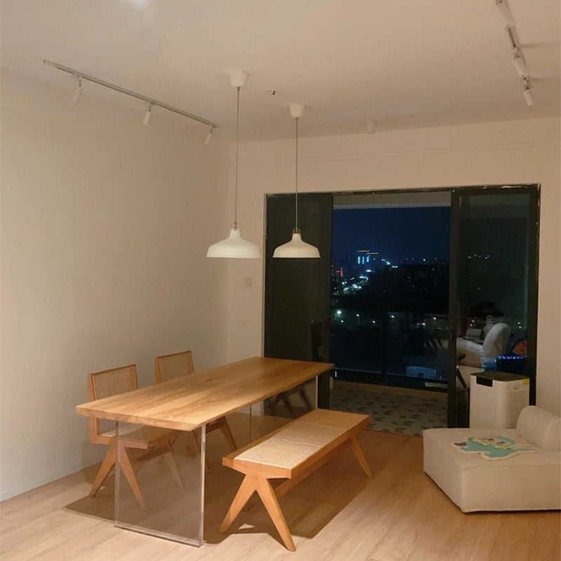 Tavolo da pranzo rettangolare moderno in acrilico Tavolo con piano in legno massello per sala da pranzo