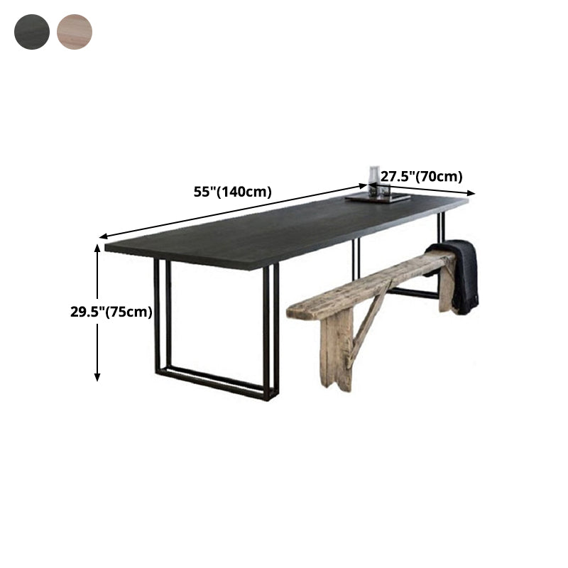 Metal Industrial Rectangle Dining Table Wood Top Indoor Table with Sled