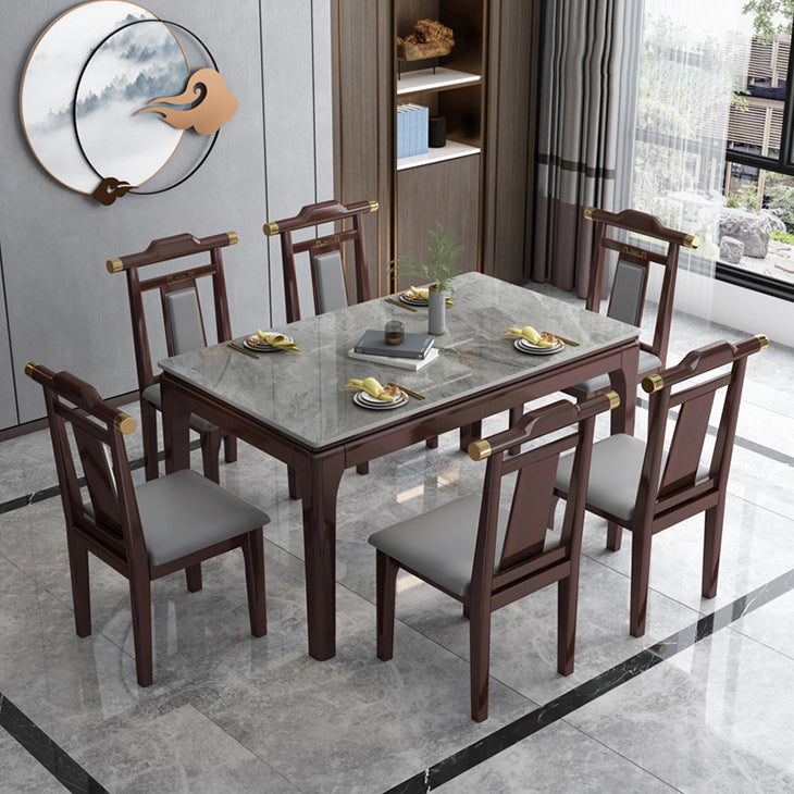 Stone Dining Room Collection Midcentury Style Rectangle 4 Legs Furniture for Home