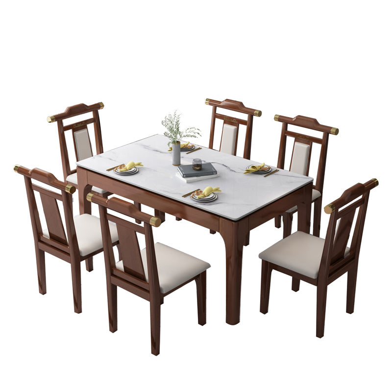 Stone Dining Room Collection Midcentury Style Rectangle 4 Legs Furniture for Home