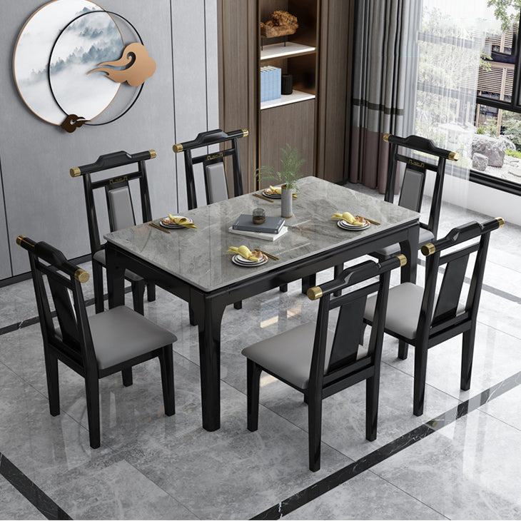 Stone Dining Room Collection Midcentury Style Rectangle 4 Legs Furniture for Home